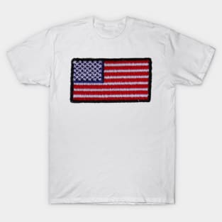 Embroidery American Flag Sticker T-Shirt